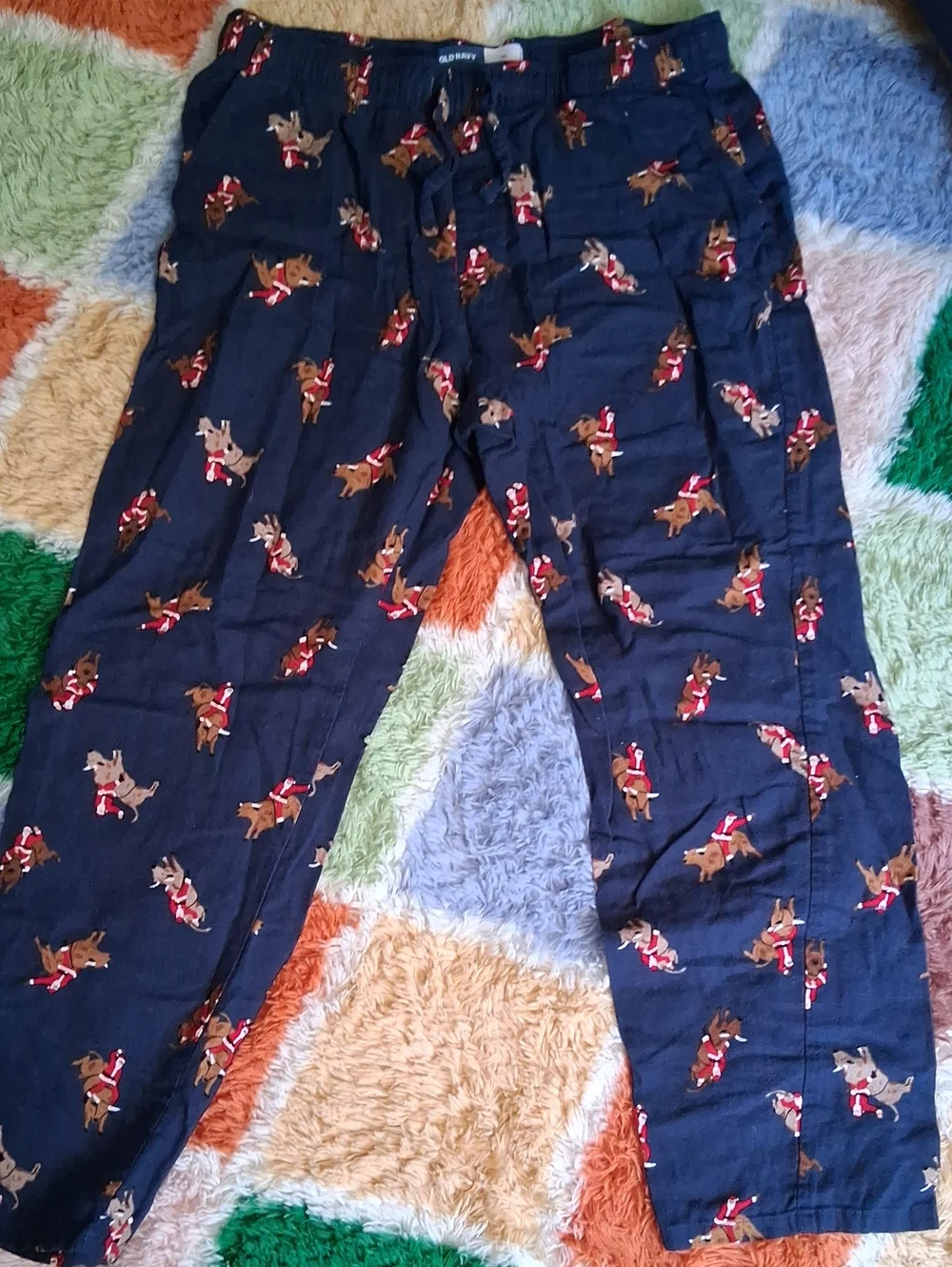 Old Navy Navy Blue Dog-Print Jogger Pants